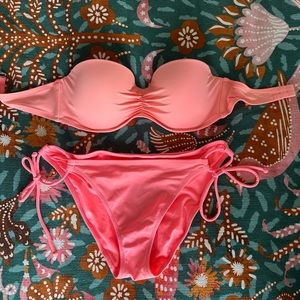 Victoria’s Secret strapless bikini set coral pink
